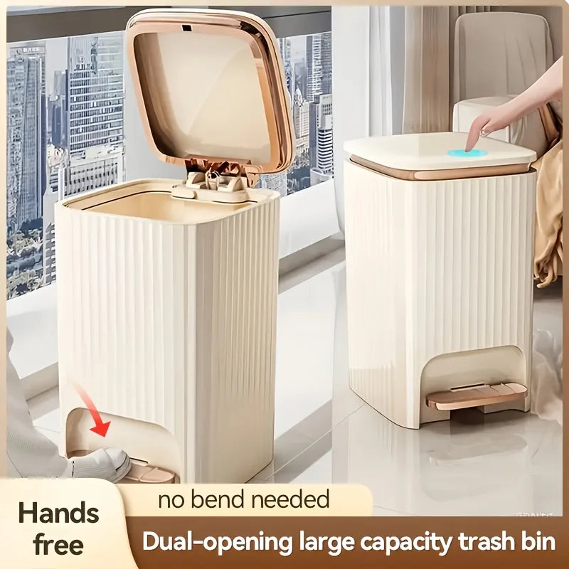12L Compact Foot Pedal Trash Can, Light Luxury Durable Plastic Bin -Rust-Proof Easy-Clean Space-Saving for Bathroom Laundry Room - https://mohammadcollection.com