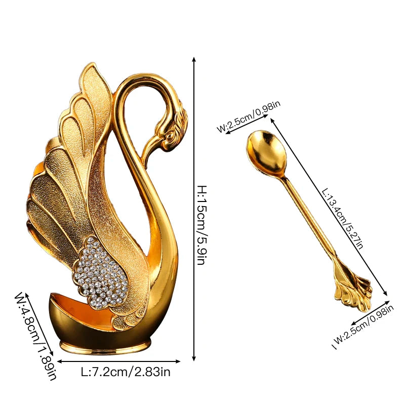 Swan-shaped fruit fork and spoon set by 𝕄𝕮 𝕋𝕙𝕖 𝔹𝕝𝕒𝕔𝕜 𝔻𝕚𝕒𝕞𝕠�