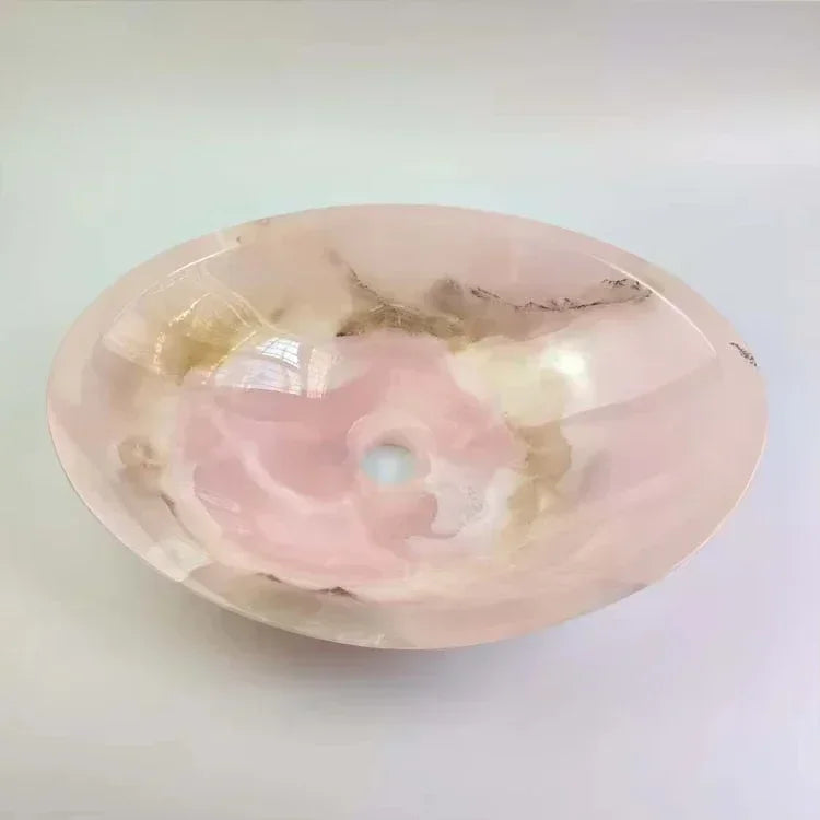 Handmade rose quartz vessel sink by 𝕄𝕔 𝕋𝕙𝕖 𝔹𝕝𝕒𝕔𝕜 𝔻𝕚𝕒𝕞𝕠𝕟�
