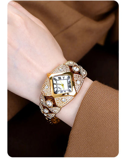 2025 New Women Watch Light Luxury Brand Diamond Inlaid Bracelet Watches Waterproof Ladies Fashion Quartz Clock Wristwatch Gift - https://mohammadcollection.com
