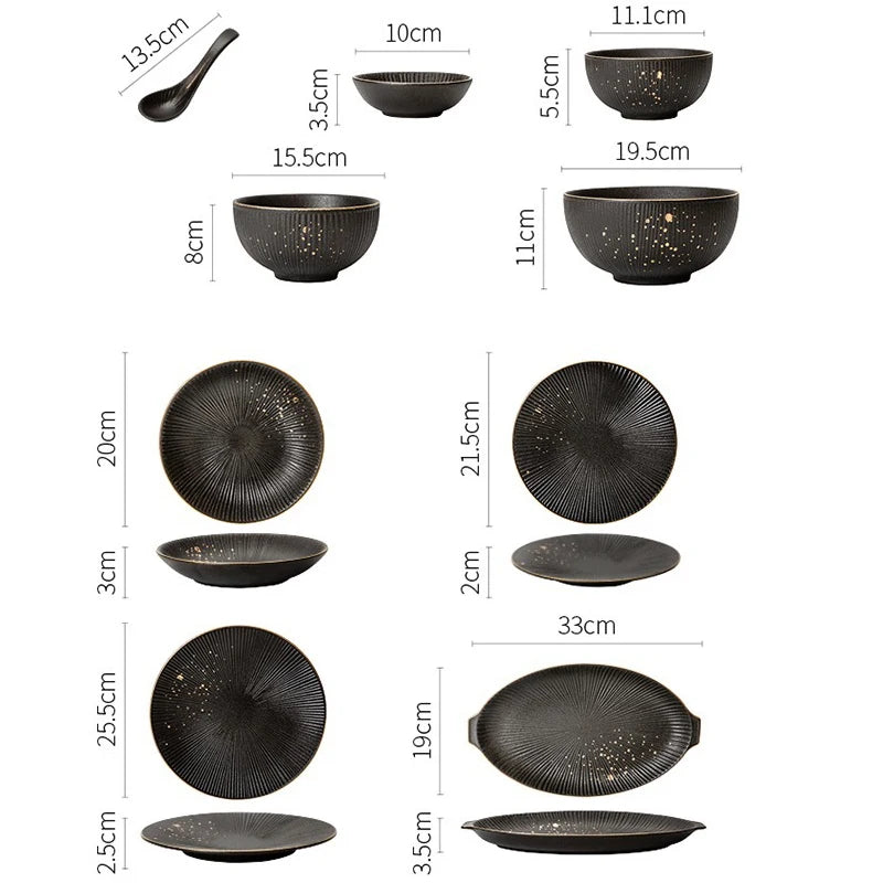 Luxury black striped porcelain dinner plate with gold border, part of 𝕄𝕔 𝕋𝕙𝕖 𝔹𝕝𝕒𝕔𝕜 𝔻𝕚𝕒𝕞�