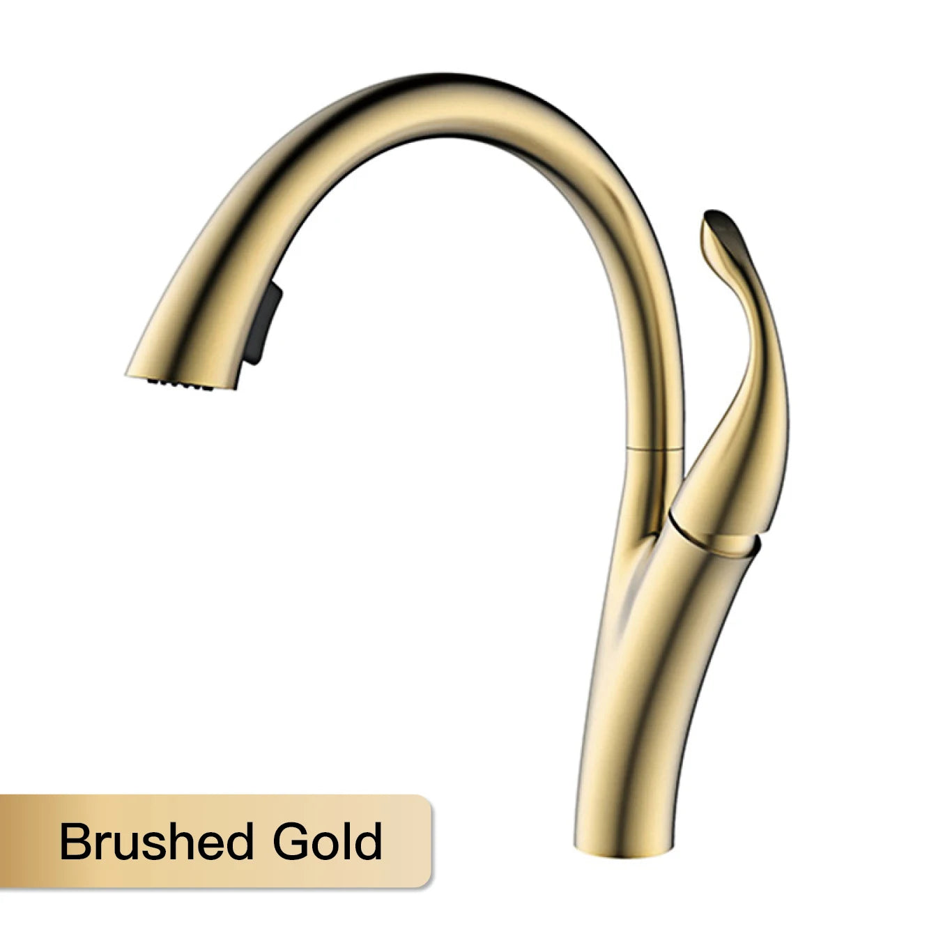 Modern black brass kitchen faucet with single handle, pull-out sprayer, hot and cold water, sleek design by MC THE BLACK DIAMOND