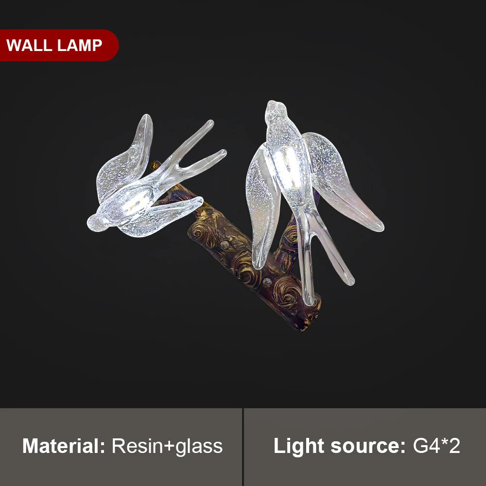 Vintage Round Bird Ceiling Chandelier Swallow