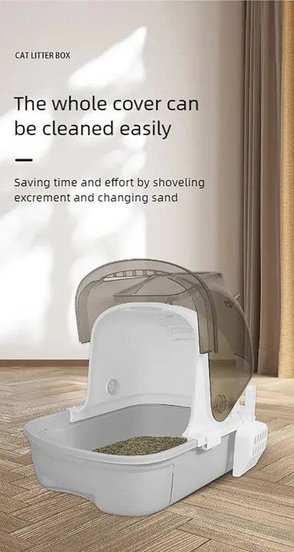 Cat litter box extra-large, fully semi enclosed drawer style