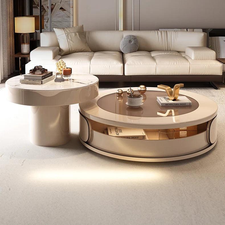 Minimalist Nordic style coffee table by MC THE BLACK DIAMOND, featuring a sleek, luxurious design and aesthetic storage space.