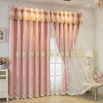 Pink Chenille European Thickened Curtains High-end Embroidered Relief Three-dimensional Blackout Curtains Finished Products - https://mohammadcollection.com