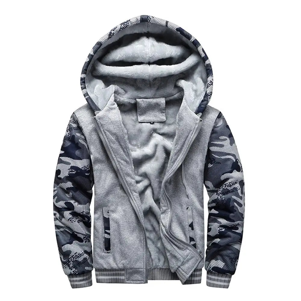 Men's camouflage winter jacket with fleece lining, long sleeves, casual hood, from 𝕄𝕔 𝕋𝕙𝕖 𝔹𝕝𝕒𝕔𝕜 𝔻𝕚𝕒�