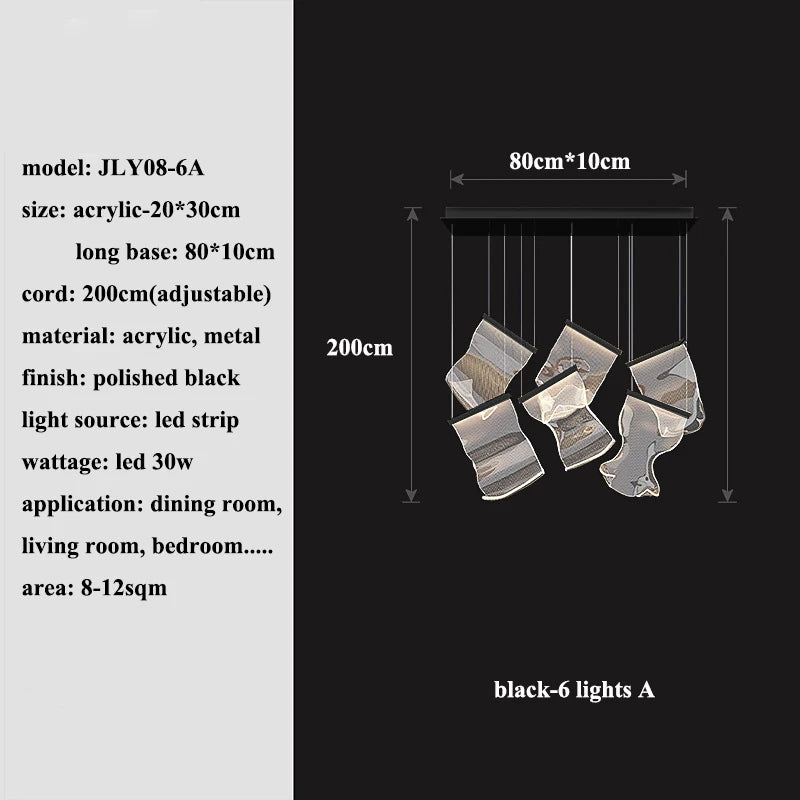 Modern MC THE BLACK DIAMOND LED chandelier with sleek pendant lights for living, dining, and stairway home decor illumination.