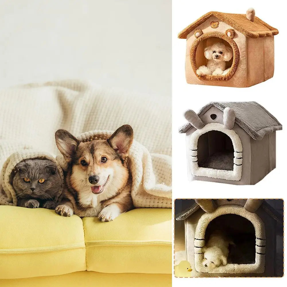 Warm pet house for cats and dogs with a cozy window bed by MC THE BLACK DIAMOND, perfect for winter comfort.