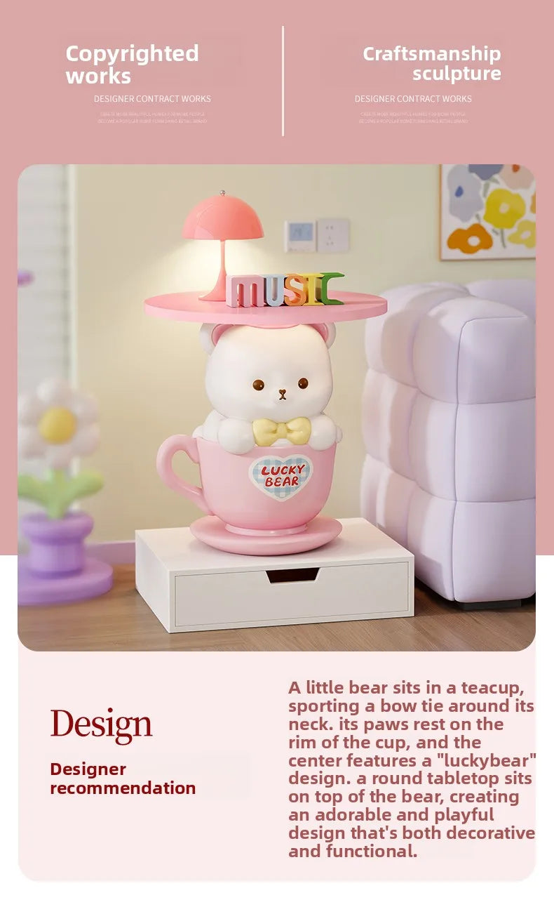 Kawaii Home Decor Creative Small Coffee Table Pink Living Room Side Table Girl&