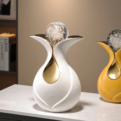 Modern Art Ceramic Ornaments Crystal Ball Feng Shui Home Decor Living Room Wine Cabinet TV Cabinet Office Decorative Figurines - 𝕄𝕮 𝕋𝕙𝕖 𝔹𝕝𝕒𝕔𝕜 𝔻𝕚𝕒𝕞𝕠𝕟𝕕