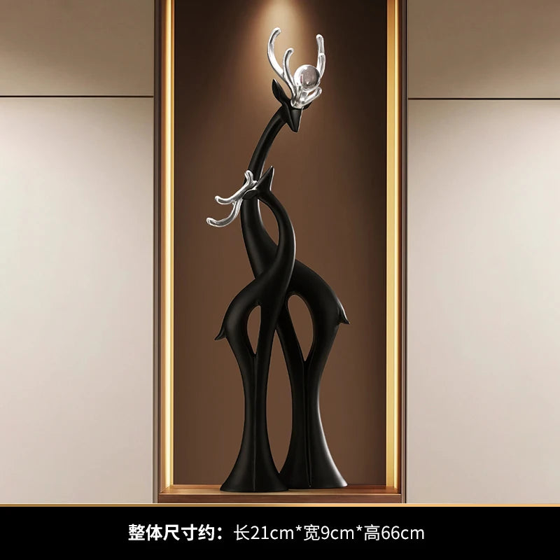 Modern Simple Home Decor Couple Deer Figurine Ornament Light Luxury Living Room TV Cabinet Entrance Desk Decoration Wedding Gift - 𝕄𝕮 𝕋𝕙𝕖 𝔹𝕝𝕒𝕔𝕜 𝔻𝕚𝕒𝕞𝕠𝕟𝕕