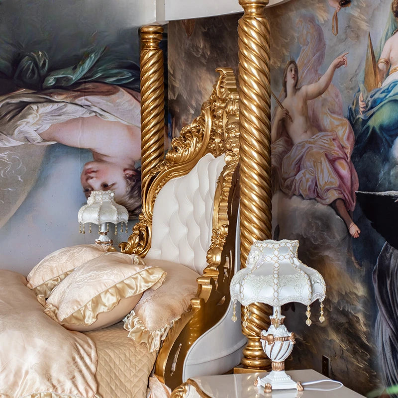 European luxury round four-poster bed by 𝕄𝕔 𝕋𝕙𝕖 𝔹𝕝𝕒𝕔𝕜 𝔻𝕚𝕒𝕞𝕠𝕟