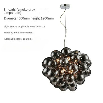 Modern Grape Glass Chandelier Home Decoration Pendant Light Living Room Nordic Lights Dining Luminair Lampara Techo Dormitorio - https://mohammadcollection.com