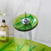 Green leaf-shaped bathroom wash basin sink by MC THE BLACK DIAMOND, vessel style with a smooth, organic leaf design for modern decor.