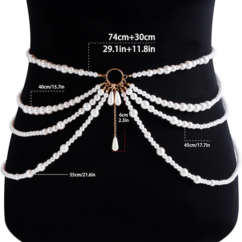 Elegant multilayer pearl waist chain by 𝕄𝕔 𝕋𝕙𝕖 𝔹𝕝𝕒𝕔𝕜 𝔻𝕚𝕒𝕞𝕠𝕟�