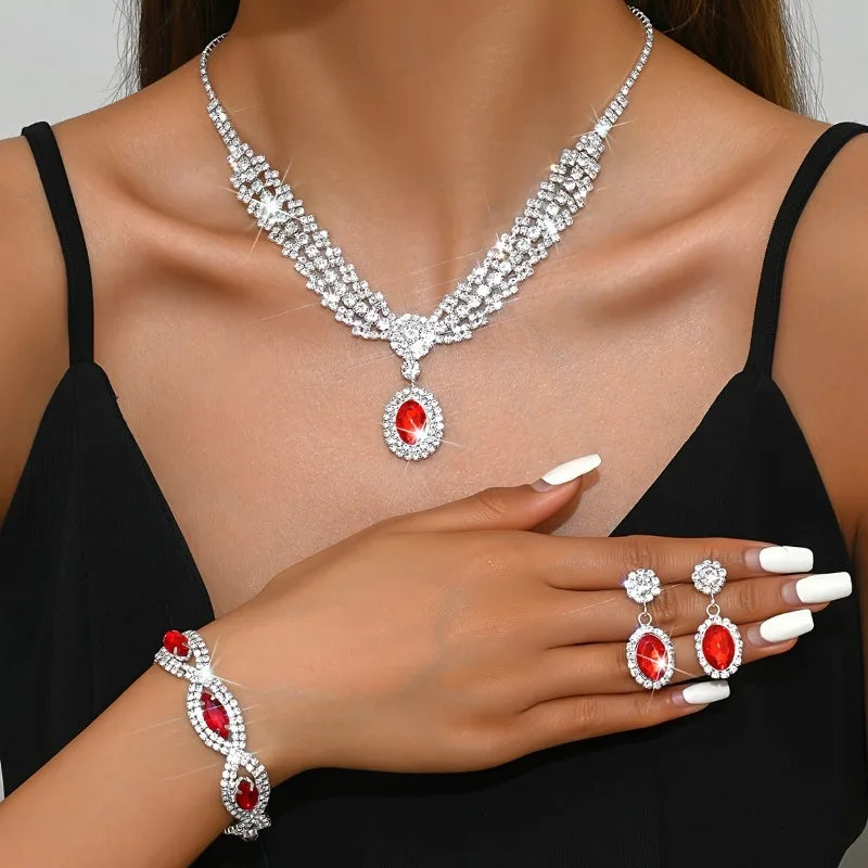 Elegant bridal jewelry set with sparkling rhinestone necklace and earrings by 𝕄𝕔 𝕋𝕙𝕖 𝔹𝕝𝕒𝕔𝕜 𝔻𝕚𝕒𝕞�