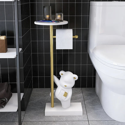 Nordic simple household decoration Bear figurine toilet roll paper rack floor decoration storage rack beside bathroom toilet - 𝕄𝕮 𝕋𝕙𝕖 𝔹𝕝𝕒𝕔𝕜 𝔻𝕚𝕒𝕞𝕠𝕟𝕕