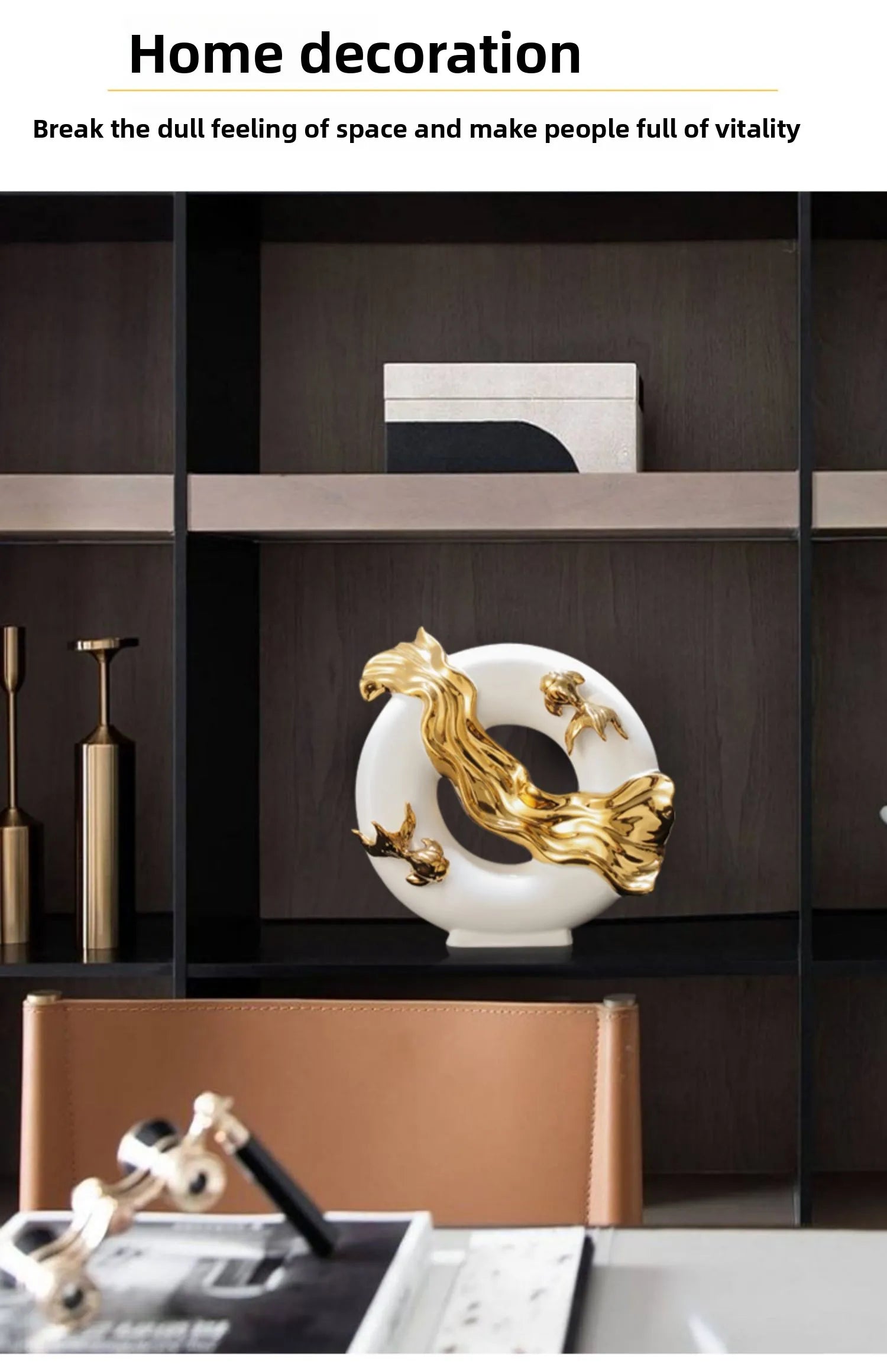 Modern Art Home Decor, Chinese Koi Lucky Ornament, Ceramic Crafts, Light Luxury Living Room, Study, Office Decorative Figurines - 𝕄𝕮 𝕋𝕙𝕖 𝔹𝕝𝕒𝕔𝕜 𝔻𝕚𝕒𝕞𝕠𝕟𝕕