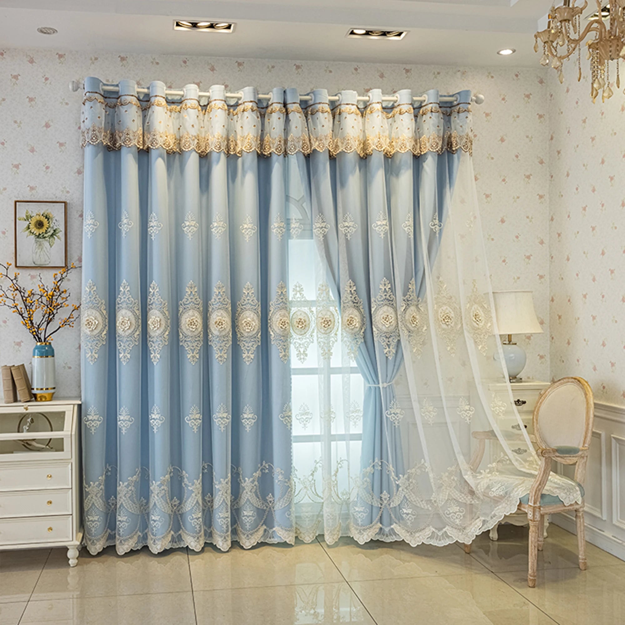 Pink Chenille European Thickened Curtains High-end Embroidered Relief Three-dimensional Blackout Curtains Finished Products - https://mohammadcollection.com