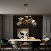 Vintage round bird ceiling chandelier featuring swallow design, MC THE BLACK DIAMOND chandelier lighting fixture with ornate metalwork.