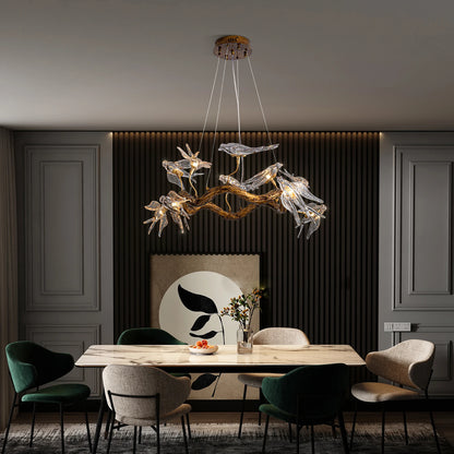 Vintage round bird ceiling chandelier featuring swallow design, MC THE BLACK DIAMOND chandelier lighting fixture with ornate metalwork.
