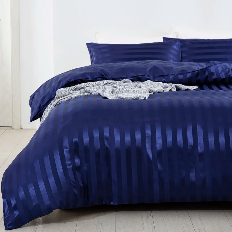 Luxury ivory satin striped duvet cover set by 𝕄𝕔 𝕋𝕙𝕖 𝔹𝕝𝕒𝕔𝕜 𝔻𝕚𝕒𝕞𝕠𝕟