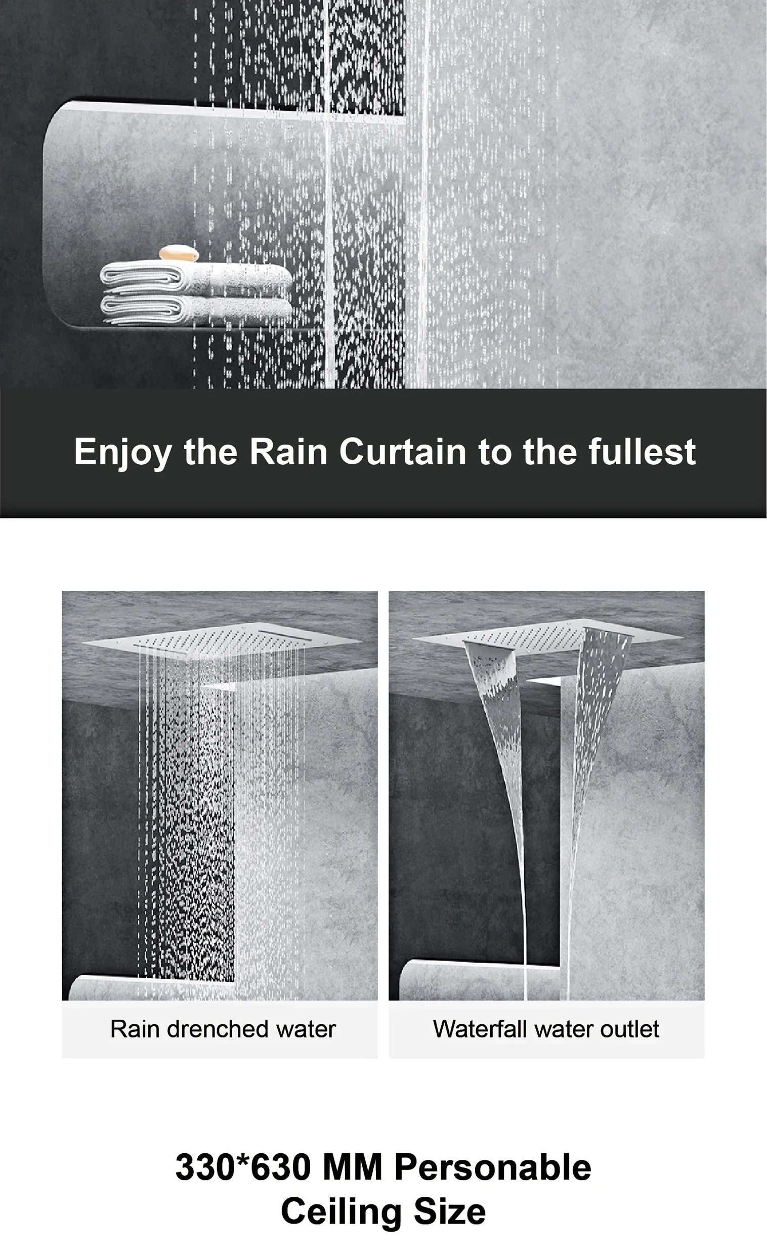 Luxury brass gun gray bath ceiling shower system with LED digital display, hot and cold water controls by 𝕄𝕔 𝕋𝕙𝕖 𝔹𝕝𝕒𝕔𝕜 𝔻𝕚�