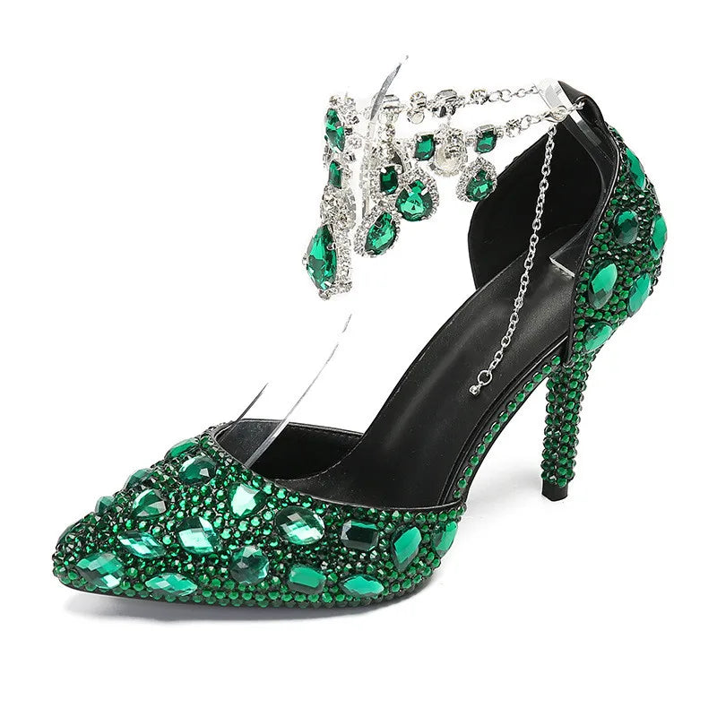 Bling Luxury Handmade Full Rhinestones Women Pumps Fashion Diamonds Crystal Pendant Banquet High heels Party Prom Wedding Shoes - https://mohammadcollection.com