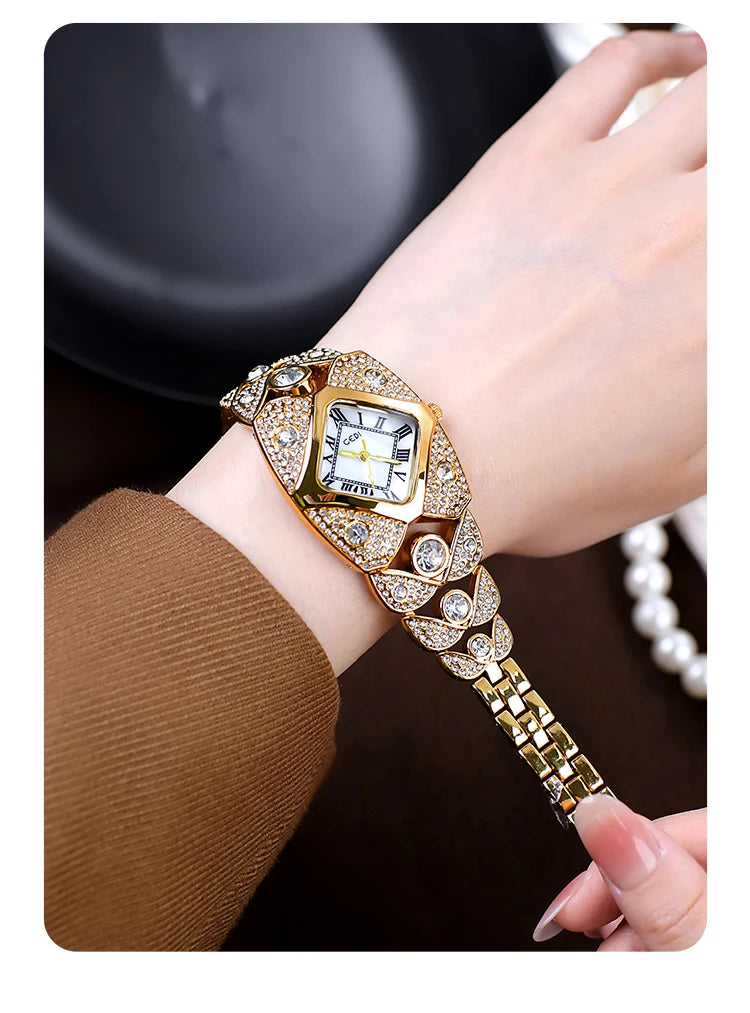Women’s luxury brand diamond inlaid bracelet watch by 𝕄𝕔 𝕋𝕙𝕖 𝔹𝕝𝕒𝕔𝕜 𝔻𝕚𝕒𝕞𝕠�