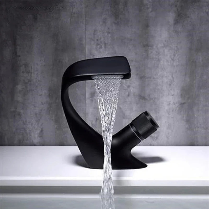 Waterfall faucet Stainless steel hot and cold water faucet G1/2 (20 mm) thread Wash basin faucet High-end art - https://mohammadcollection.com
