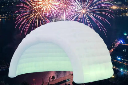 MC THE BLACK DIAMOND inflatable pop-up igloo dome tent set up outdoors, showcasing its lightweight, portable design for camping adventures.