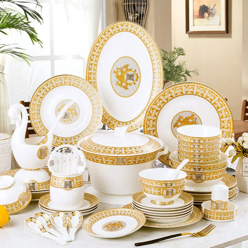 European light luxury bone china tableware set by 𝕄𝕔 𝕋𝕙𝕖 𝔹𝕝𝕒𝕔𝕜 𝔻𝕚𝕒𝕞𝕠�
