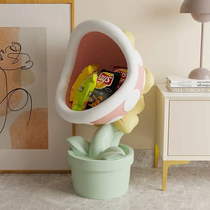 Home Decor Sofa Side Table Big Mouth Flower Large Floor Storage Snacks Ornament Bedroom Decoration Nightstand Furniture Shipping - https://mohammadcollection.com