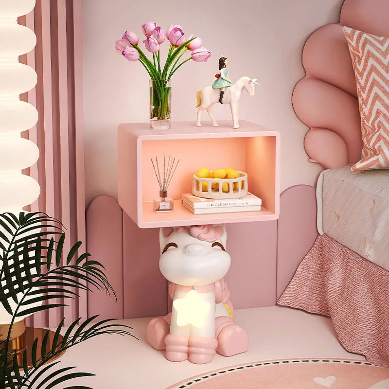 MC THE BLACK DIAMOND bedroom bedside table with girl room decor accessories, modern nightstand for bedroom decoration.