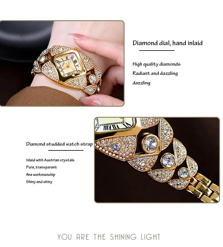 2025 New Women Watch Light Luxury Brand Diamond Inlaid Bracelet Watches Waterproof Ladies Fashion Quartz Clock Wristwatch Gift - https://mohammadcollection.com