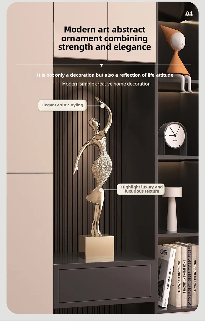 Light Luxury Art Home Decor Electroplating Abstract Figure Sculpture Ornaments High-end Living room Niche Decoration Statue - 𝕄𝕮 𝕋𝕙𝕖 𝔹𝕝𝕒𝕔𝕜 𝔻𝕚𝕒𝕞𝕠𝕟𝕕