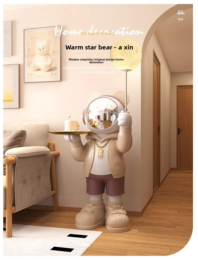 Nordic Living Room Decor Creative Astronaut Statue Storage Tray Luminous Floor Decoration Modern Art Sculpture Home Accessories - 𝕄𝕮 𝕋𝕙𝕖 𝔹𝕝𝕒𝕔𝕜 𝔻𝕚𝕒𝕞𝕠𝕟𝕕