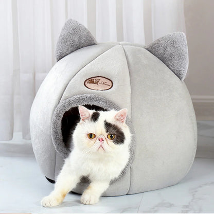 Pet bed with cat ears cat bed for small medium large cats Keep warm in winter  Comfortable and soft Machine washable - https://mohammadcollection.com