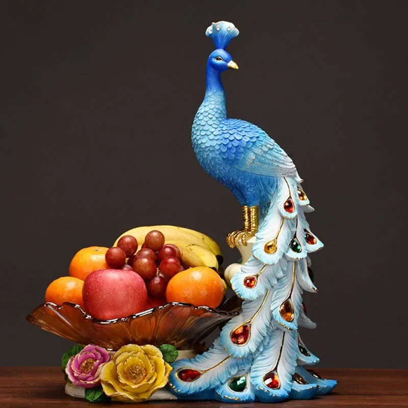 European Style Peacock Fruit Candy Plate by MC THE BLACK DIAMOND, decorative ceramic tray for snacks or dry fruits in home decor.