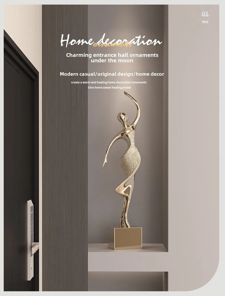 Light Luxury Art Home Decor Electroplating Abstract Figure Sculpture Ornaments High-end Living room Niche Decoration Statue - 𝕄𝕮 𝕋𝕙𝕖 𝔹𝕝𝕒𝕔𝕜 𝔻𝕚𝕒𝕞𝕠𝕟𝕕