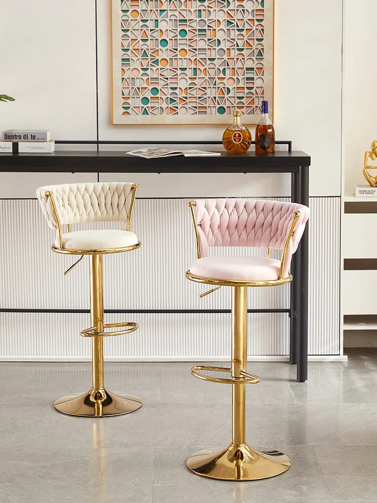 Rotating Lifting Bar Chair, High Foot Stool, Nordic Furniture, Backrest, Velvet Bar Stool, Bar Stools For Kitchen, Counter Stool - 𝕄𝕮 𝕋𝕙𝕖 𝔹𝕝𝕒𝕔𝕜 𝔻𝕚𝕒𝕞𝕠𝕟𝕕