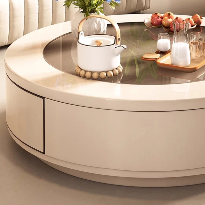 Minimalist Nordic luxury coffee table by MC THE BLACK DIAMOND featuring a sleek, aesthetic design and functional storage.