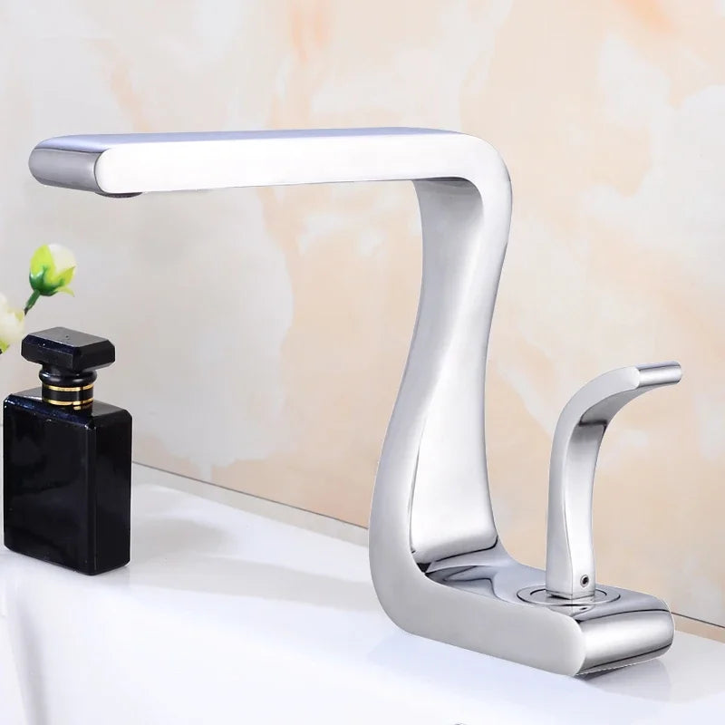 Luxury White Gold Bathroom Mixer Tap Brass Wash Basin Faucet Hot and Cold Water Sink Retro Faucet  Single Hole Faucet Bathroom - https://mohammadcollection.com