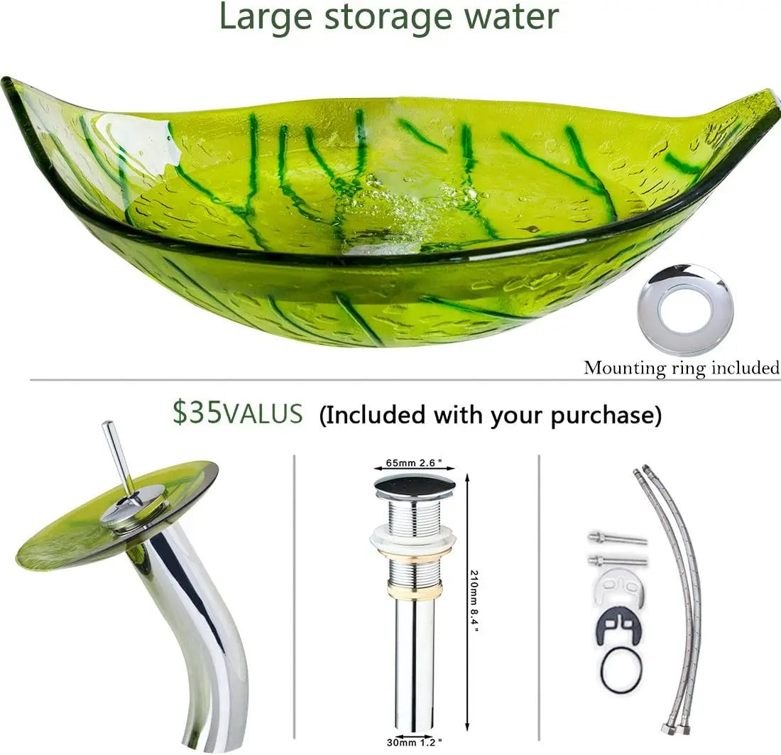 Green Leaf Shape Bathroom Wash Basin Sink