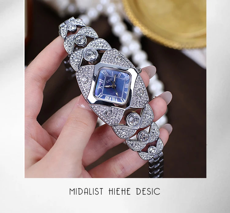 2025 New Women Watch Light Luxury Brand Diamond Inlaid Bracelet Watches Waterproof Ladies Fashion Quartz Clock Wristwatch Gift - https://mohammadcollection.com