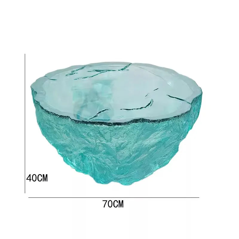 Transparent resin coffee table by MC THE BLACK DIAMOND featuring a modern, clear design with a sturdy floor ornament base.