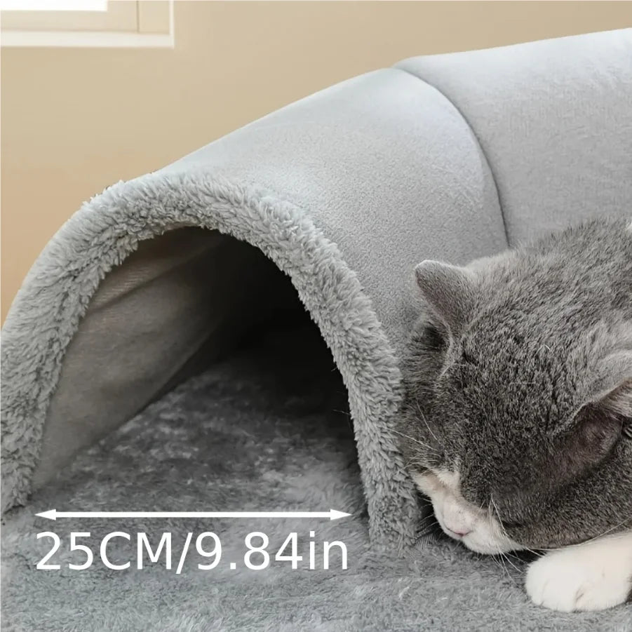 MC THE BLACK DIAMOND Cozy Cat Tunnel Bed and Play Mat for small animals, featuring a soft, enclosed habitat accessory with tunnel design.
