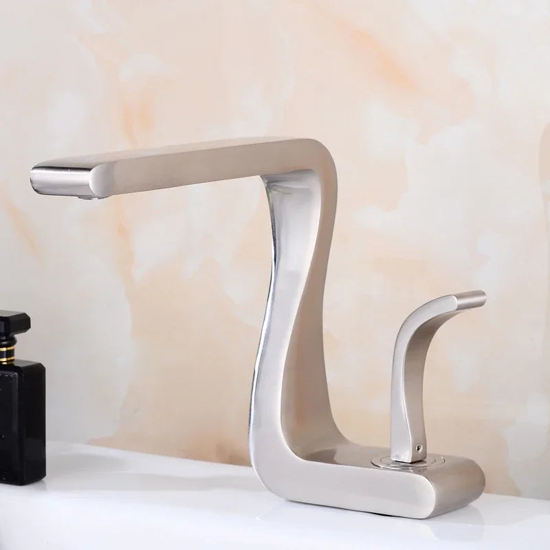 Luxury White Gold Bathroom Mixer Tap Brass Wash Basin Faucet Hot and Cold Water Sink Retro Faucet  Single Hole Faucet Bathroom - https://mohammadcollection.com