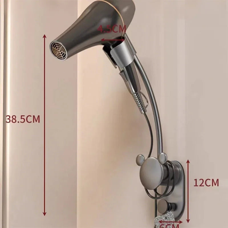 Hair Dryer Holder Bathroom Shelf Without Drilling Adjustable Wall Hanging Free Of Hands Universal Storage Rack Bathroom Shelf - https://mohammadcollection.com